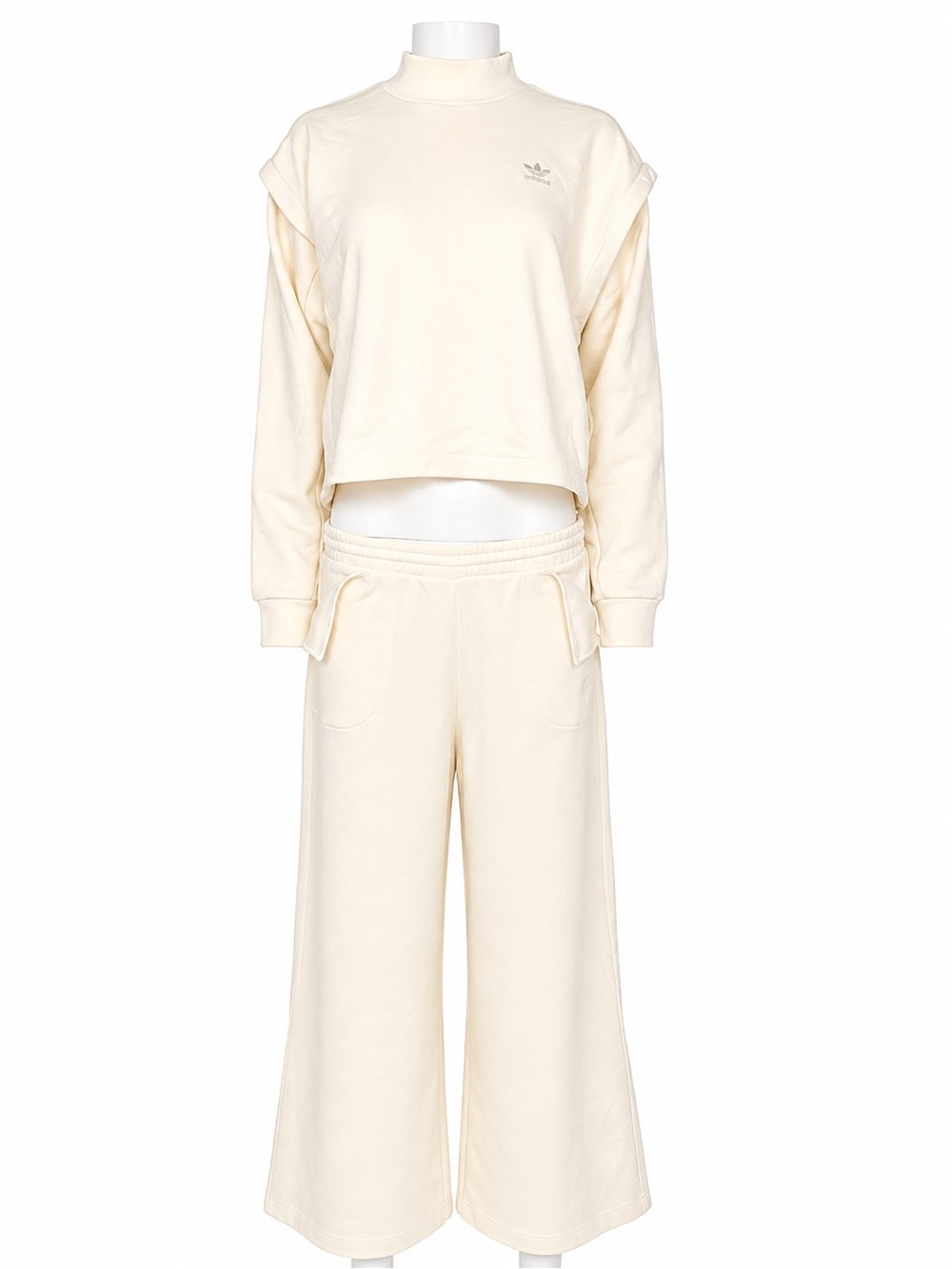 adidas Cream Wide-Leg Sweatpants